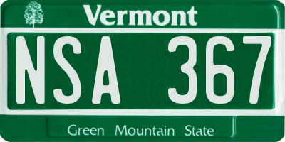 VT license plate NSA367