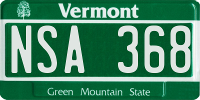 VT license plate NSA368