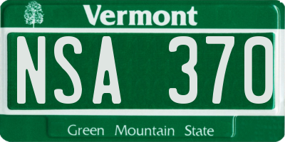 VT license plate NSA370