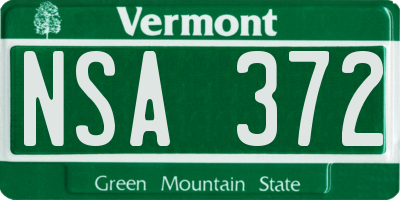 VT license plate NSA372