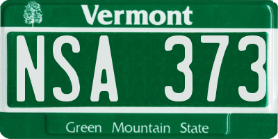 VT license plate NSA373
