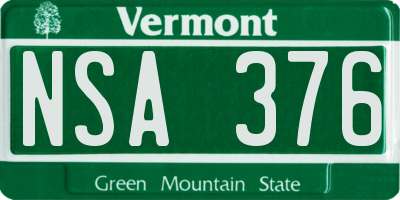 VT license plate NSA376