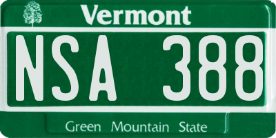 VT license plate NSA388
