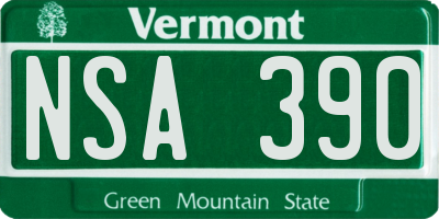 VT license plate NSA390