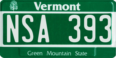VT license plate NSA393