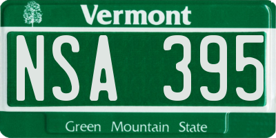 VT license plate NSA395