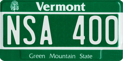 VT license plate NSA400