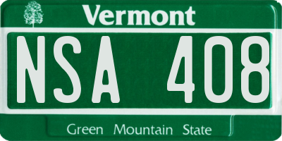 VT license plate NSA408