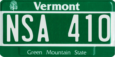 VT license plate NSA410