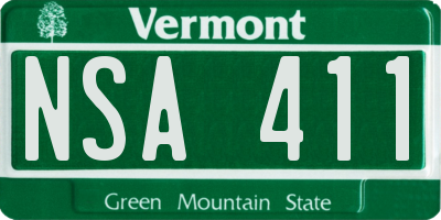 VT license plate NSA411