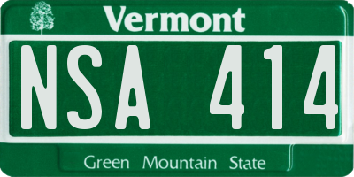 VT license plate NSA414
