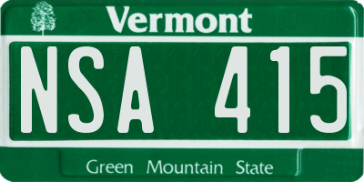 VT license plate NSA415