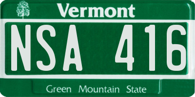 VT license plate NSA416
