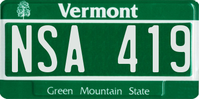 VT license plate NSA419