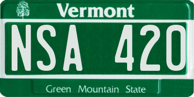 VT license plate NSA420