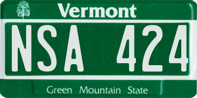 VT license plate NSA424