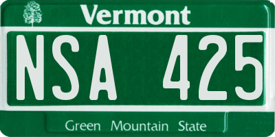VT license plate NSA425