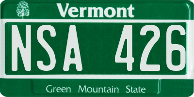 VT license plate NSA426