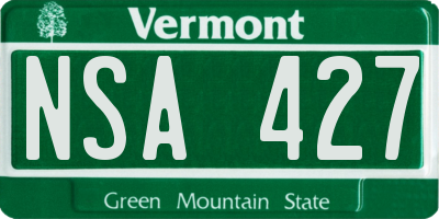 VT license plate NSA427