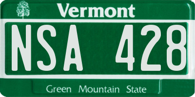 VT license plate NSA428