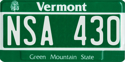 VT license plate NSA430