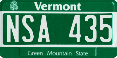 VT license plate NSA435