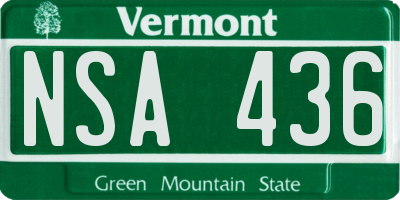 VT license plate NSA436