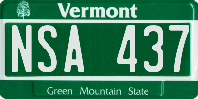VT license plate NSA437