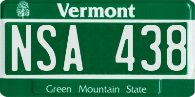 VT license plate NSA438