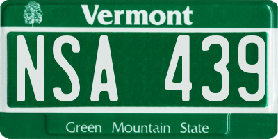 VT license plate NSA439