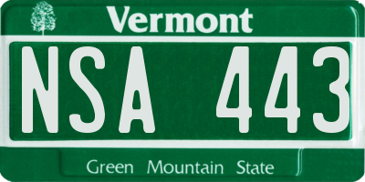 VT license plate NSA443