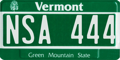 VT license plate NSA444