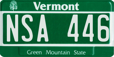 VT license plate NSA446