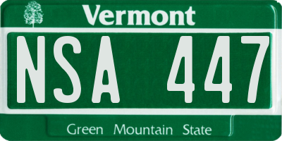 VT license plate NSA447