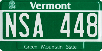 VT license plate NSA448