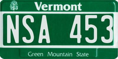 VT license plate NSA453