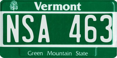 VT license plate NSA463