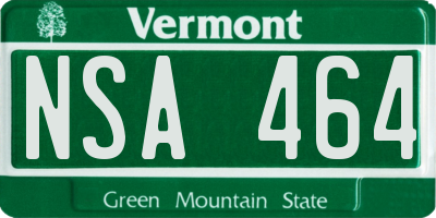 VT license plate NSA464