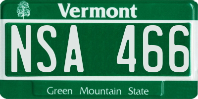 VT license plate NSA466