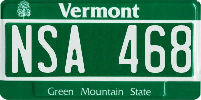 VT license plate NSA468