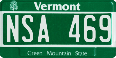 VT license plate NSA469