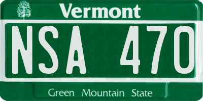 VT license plate NSA470