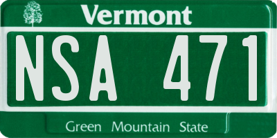VT license plate NSA471