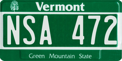 VT license plate NSA472