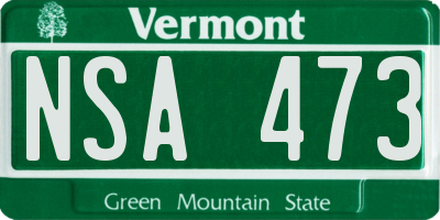 VT license plate NSA473