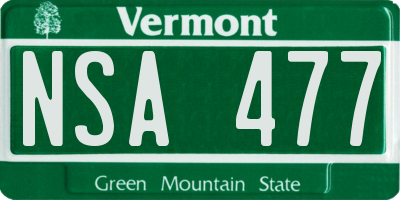 VT license plate NSA477