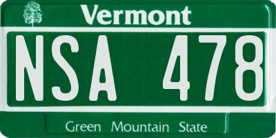 VT license plate NSA478