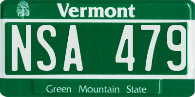 VT license plate NSA479