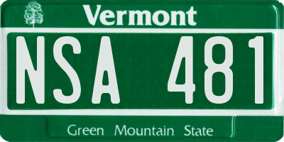 VT license plate NSA481