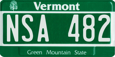 VT license plate NSA482